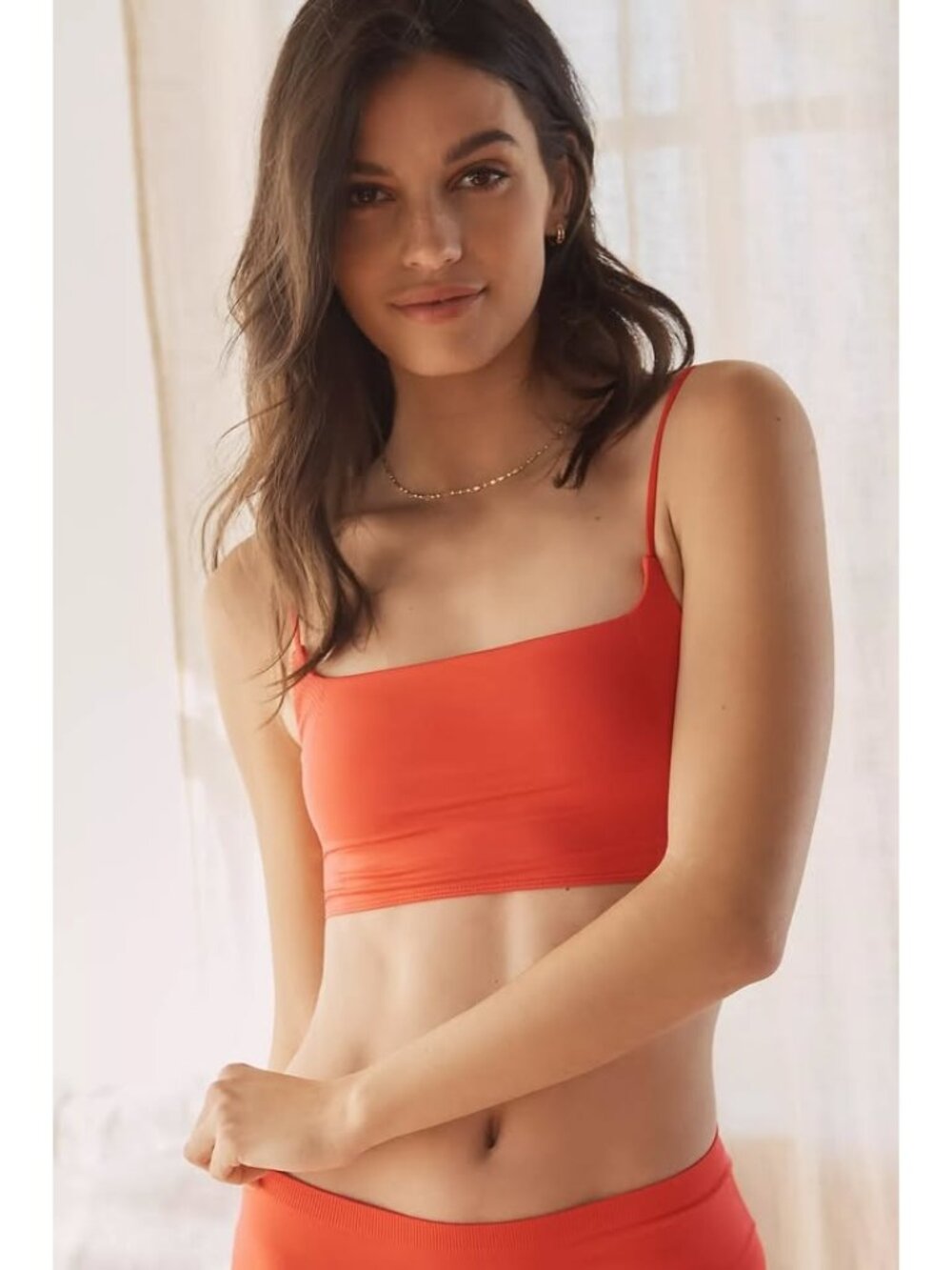 BNWT, Anthropologie Skin Square-Neck Seamless Bralette (Red)